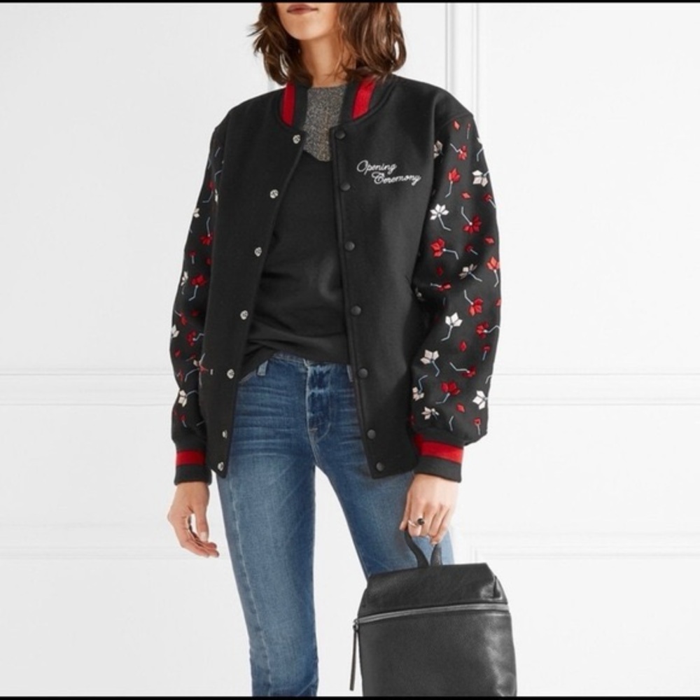 Opening Ceremony Never Eat Shredded Wheat Embroidered Varsity Jacket